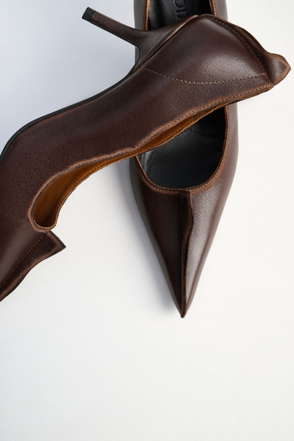 ТУФЛИ ИЗ ВИНТАЖНОЙ КОЖИ БЕЗ БАНТА, ЦВЕТ КОРИЧНЕВЫЙ, КАБЛУК 7 СМ ТУФЛИ ИЗ ВИНТАЖНОЙ КОЖИ БЕЗ БАНТА, ЦВЕТ КОРИЧНЕВЫЙ, КАБЛУК 7 СМ